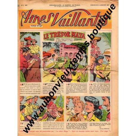 HEBDOMADAIRE AMES VAILLANTES N° 2 9.01.1955 EDITION FLEURUS