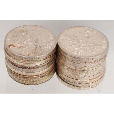 LOT MONNAIES ARGENT 5 FRANCS SEMEUSE