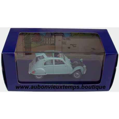 TINTIN EN VOITURE CITROEN 2 CV EMBOUTIE