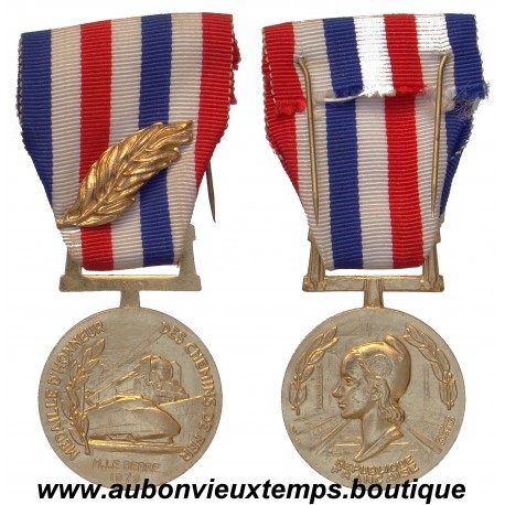 MEDAILLE D'HONNEUR DES CHEMINS DE FER BRONZE PLAQUE OR 1979