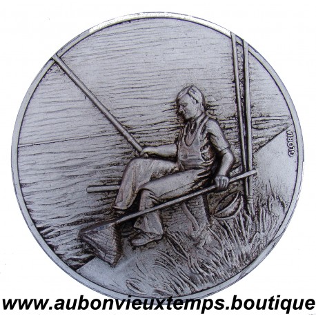 MEDAILLE CONCOURS PECHE BRONZE PLAQUE ARGENT