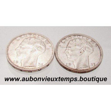 LOT DE 2 MONNAIES ARGENT 20 FRANCS LEOPOLD III 