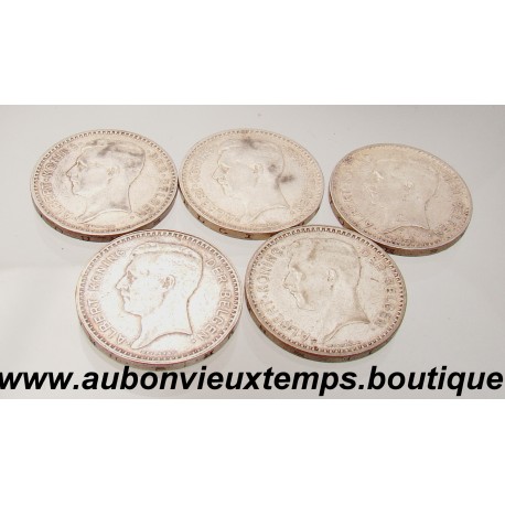 LOT DE 5 MONNAIES ARGENT 20 FRANCS ALBERT