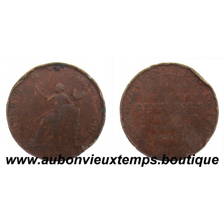 2 SOLS 1792 BRONZE - MONNERON à la LIBERTE