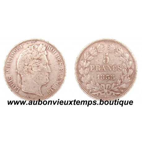 5 FRANCS ARGENT 1838 MA LOUIS PHILIPPE 1er