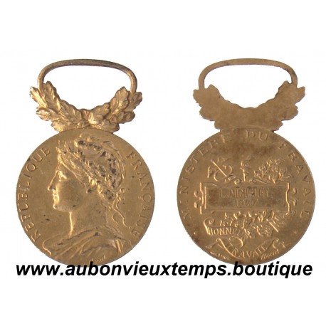 MEDAILLE BRONZE PLAQUE OR MINISTERE DU TRAVAIL de BORREL 1977