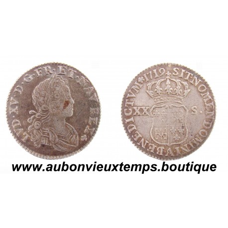 XX SOLS de FRANCE – NAVARRE ( Argent 917 ‰ ) LOUIS XV 1719 A ( 1/6 ECU )