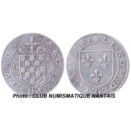 JETON ARCHEVEQUE DE TOURS 1558 ARGENT - ECU DE FRANCE