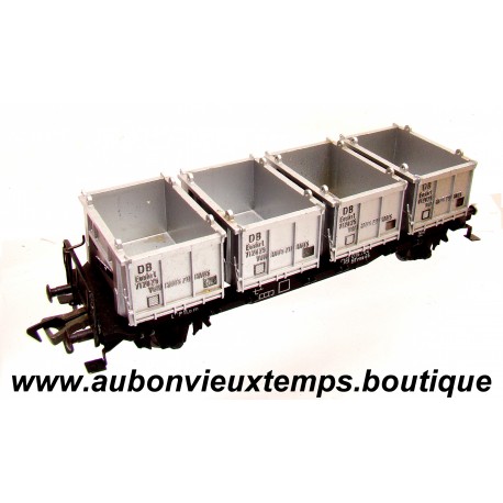 FLEISCHMANN 1/87 HO Réf : 1473 WAGON PLAT 4 CONTENAIRES VON HAUS ZU HAUS