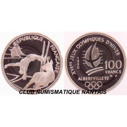 100 FRANCS 1990 ARGENT - SKI ACROBATIQUE - ALBERTVILLE 92