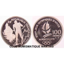 100 FRANCS 1990 ARGENT - SKI DE FOND - ALBERTVILLE 92