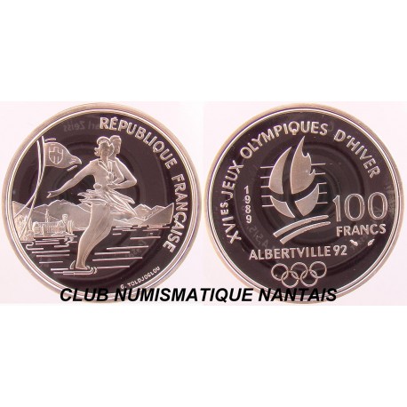 100 FRANCS 1989 ARGENT - PATINAGE ARTISTIQUE - ALBERTVILLE 92