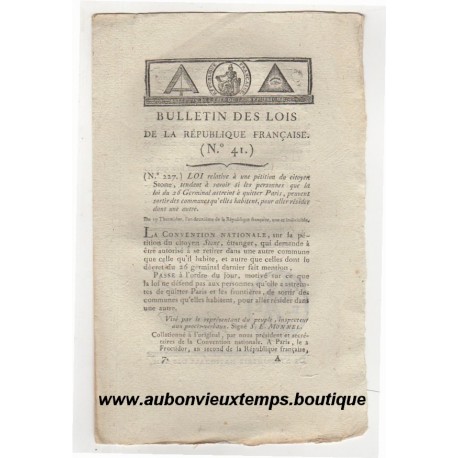 BULLETIN DES LOIS DE LA REPUBLIQUE FRANCAISE N° 41