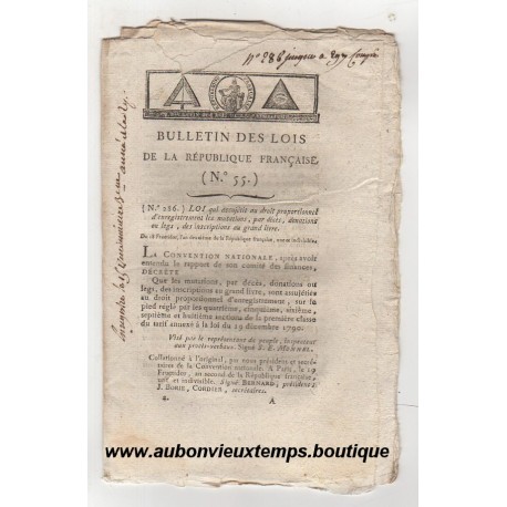 BULLETIN DES LOIS DE LA REPUBLIQUE FRANCAISE N° 55