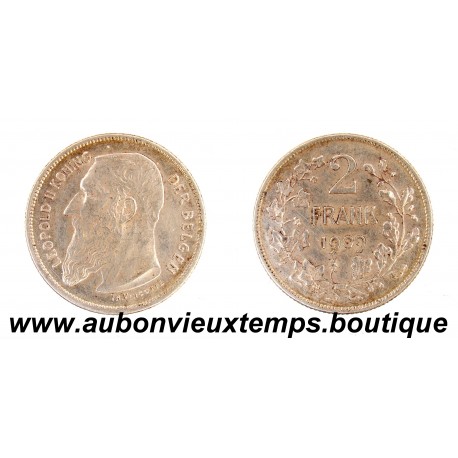 2 FRANK Argent 835‰ 1909 LEOPOLD II - BELGIQUE