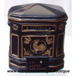 TIRELIRE - BOITE AUX LETTRES CERAMIQUE - POSTES MODELE 1925 BLEU NOIR