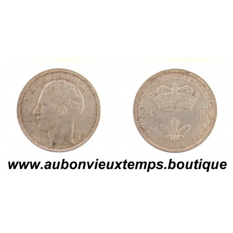 20 FRANCS ARGENT 680 ‰ 1935 LEOPOLD III - BELGIQUE