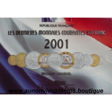 COFFRET BU LES DERNIERES MONNAIES EN FRANCS 2001