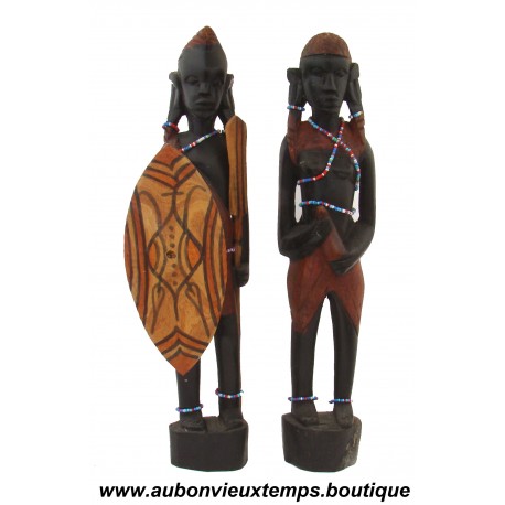 SCULPTURES COUPLE MASSAI KENYA - ARTISAN AFRICAIN VINTAGE