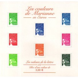 BLOC TIMBRES Les COULEURS de MARIANNE 2002 5.00€