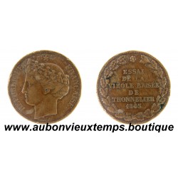 ESSAI 5 FRANCS Bronze 1843 VIROLE BRISEE de THONNELIER - BARRE