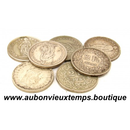 LOT 7 MONNAIES de 2 FRANCS Argent 835 ‰ - SUISSE