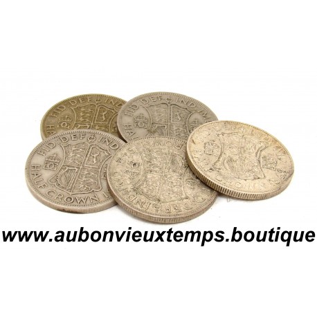 LOT 5 MONNAIES de 1/2 COURONNE Argent 500 ‰ ANGLETERRE