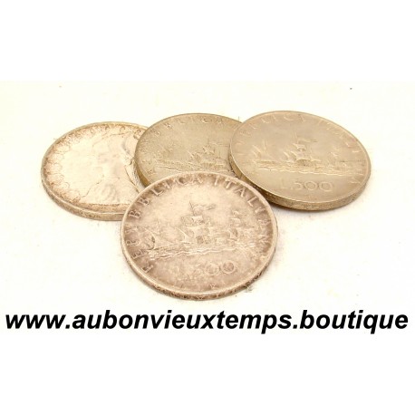 LOT 4 MONNAIES de 500 LIRE Argent 835 ‰ ITALIE