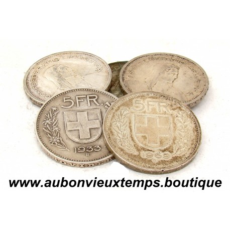 LOT 5 MONNAIES de 5 FRANCS Argent 835 ‰ - SUISSE