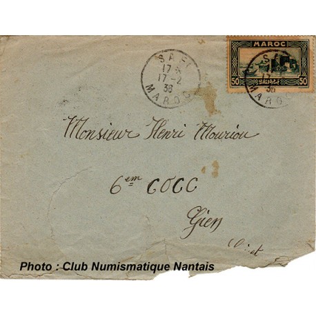ENVELOPPE - SAFI MAROC - 6éme COCC - 1938