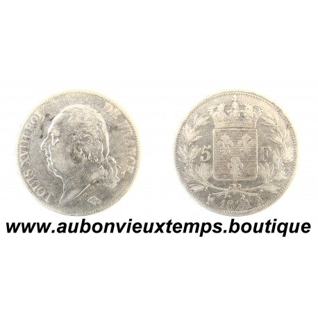 5 FRANCS Argent 900 ‰ 1821 A - LOUIS XVIII