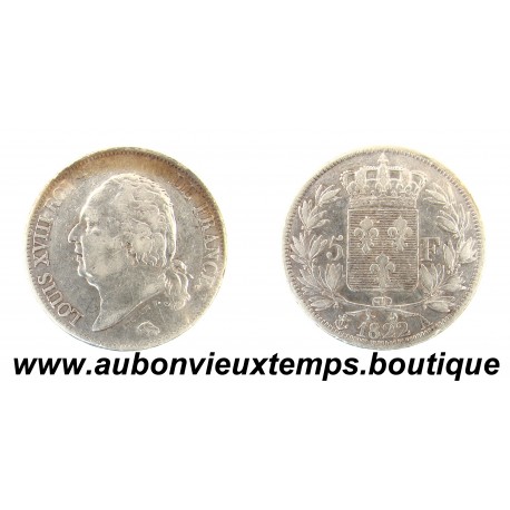 5 FRANCS Argent 900 ‰ 1822 A - LOUIS XVIII