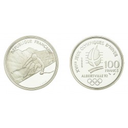 100 FRANCS Argent 900 ‰ BE 1989 ALBERTVILLE 92 - SKI ALPIN