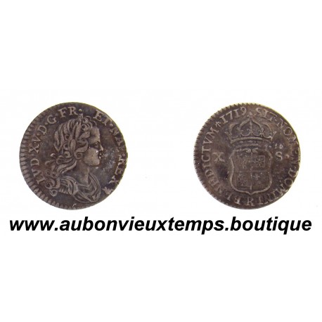 1/12 ECU ( X S ( 10 SOLS ) Argent 917‰ 1719 R LOUIS XV - FRANCE NAVARRE