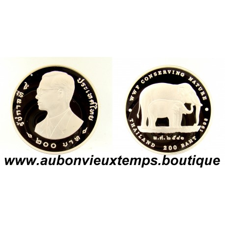 200 BATH Argent 925‰ 2541 ( 1998 ) WWF – ELEPHANTS – BHUMIBOL ADULYADEJ ( RAMA IX ) - THAILANDE