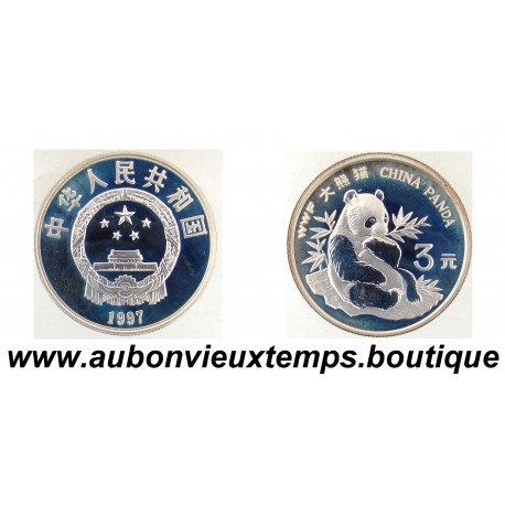 3 YUAN Argent 900‰ 1997 WWF – CHINA PANDA – CHINE