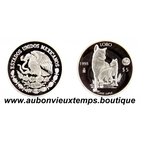 5 PESOS Argent 999‰ 1998 Mo WWF - LOBO - CANIS LUPUS - MEXIQUE 