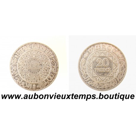 20 FRANCS Argent 680‰ AH 1347 ( 1928 ) MOHAMMED V - MAROC