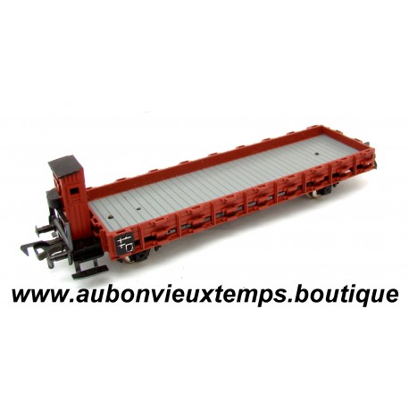 FLEISCHMANN HO 1/87 WAGON PLAT MARCHANDISES avec CABINE de FREINAGE Réf : 1482