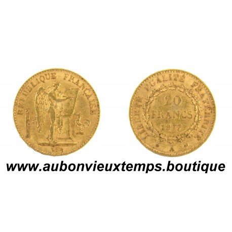 20 FRANCS OR 900 ‰ 1877 A GENIE