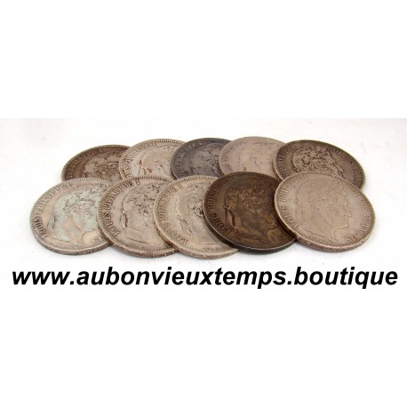 LOT 10 MONNAIES de 5 FRANCS Argent 900 ‰ - FRANCE