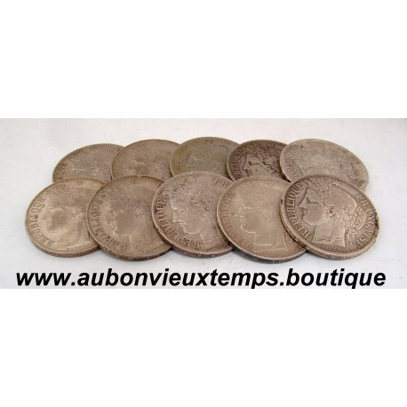 LOT 10 MONNAIES de 5 FRANCS Argent 900 ‰ - FRANCE