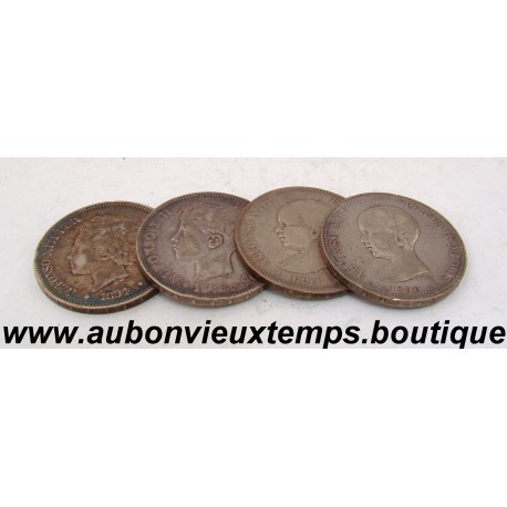 LOT 4 MONNAIES de 5 PESETAS Argent 900 ‰ - ESPAGNE