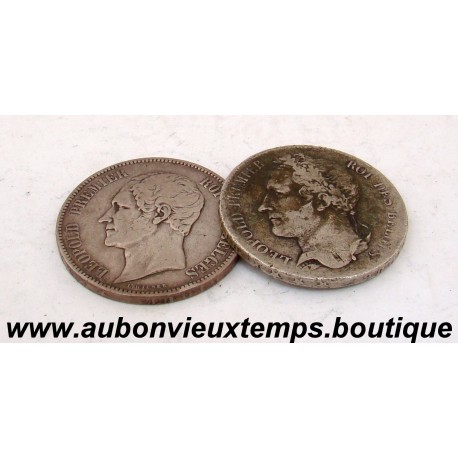 LOT 2 MONNAIES de 5 FRANCS Argent 900 ‰ - BELGIQUE