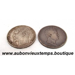LOT 2 MONNAIES de 5 FRANCS et 5 LIRES Argent 900 ‰ - FRANCE et SARDAIGNE