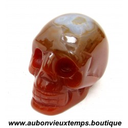 TETE de MORT en PIERRE NATURELLE : CORNALINE
