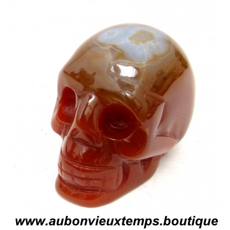 TETE de MORT en PIERRE NATURELLE : CORNALINE