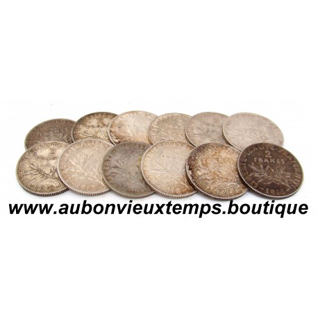 LOT 12 MONNAIES de 2 FRANCS Argent 835 ‰ - FRANCE
