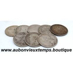 LOT 8 MONNAIES de 1 FRANC Argent 835 ‰ - BELGIQUE