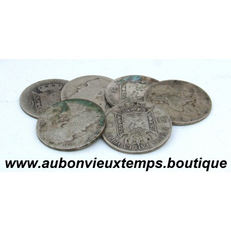 LOT 6 MONNAIES de 50 CENTIMES Argent 835 ‰ - BELGIQUE